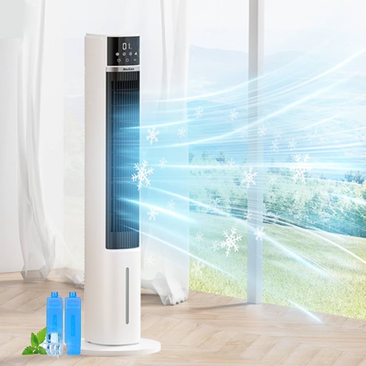 MaxKare 3-in-1 Tower Fan, Air Cooler with FCC ETL, Humidifier for Office Bedroom, 40'' High, White(White)