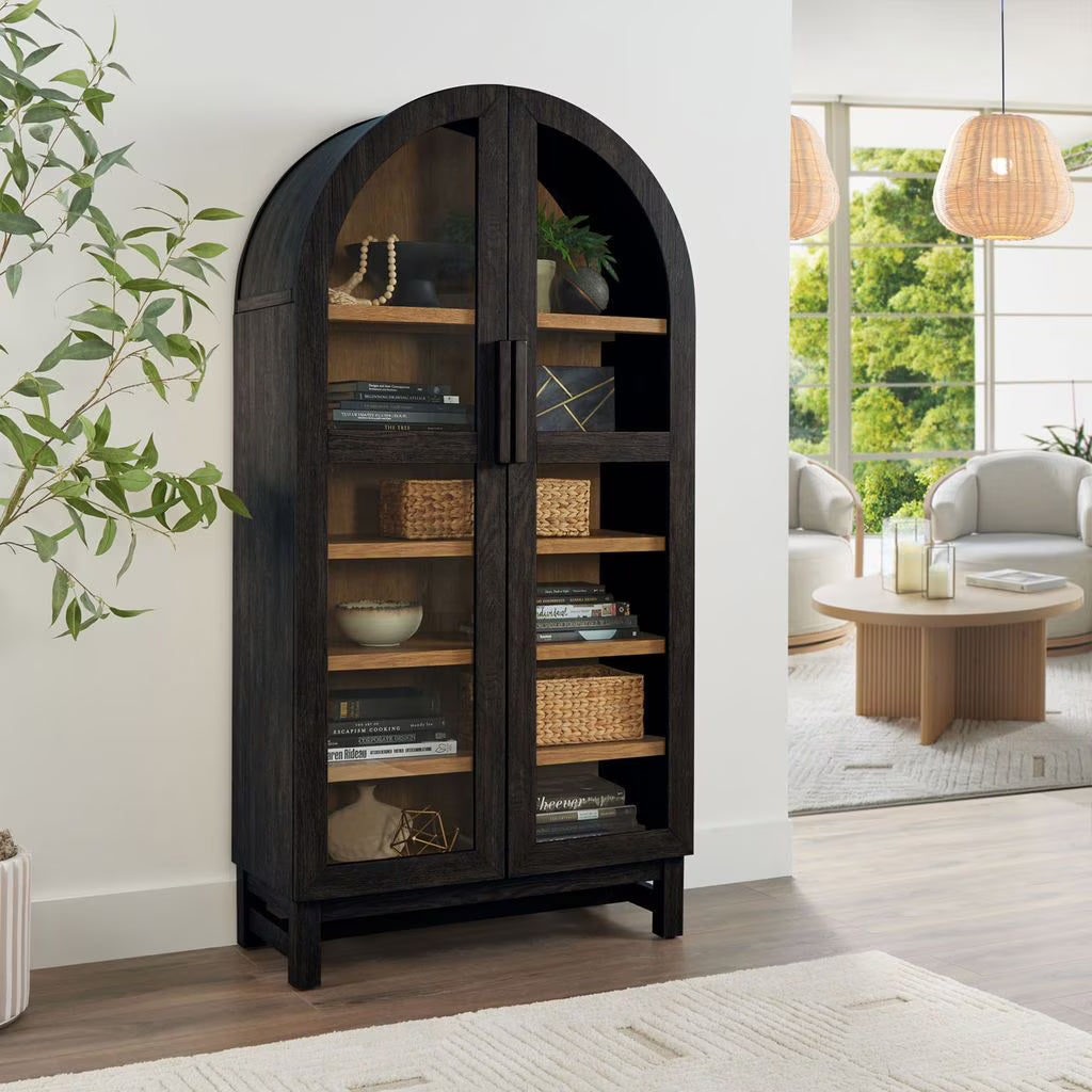 Better Homes Gardens Juliet Arch Accent Cabinet, Black Finish(Black)