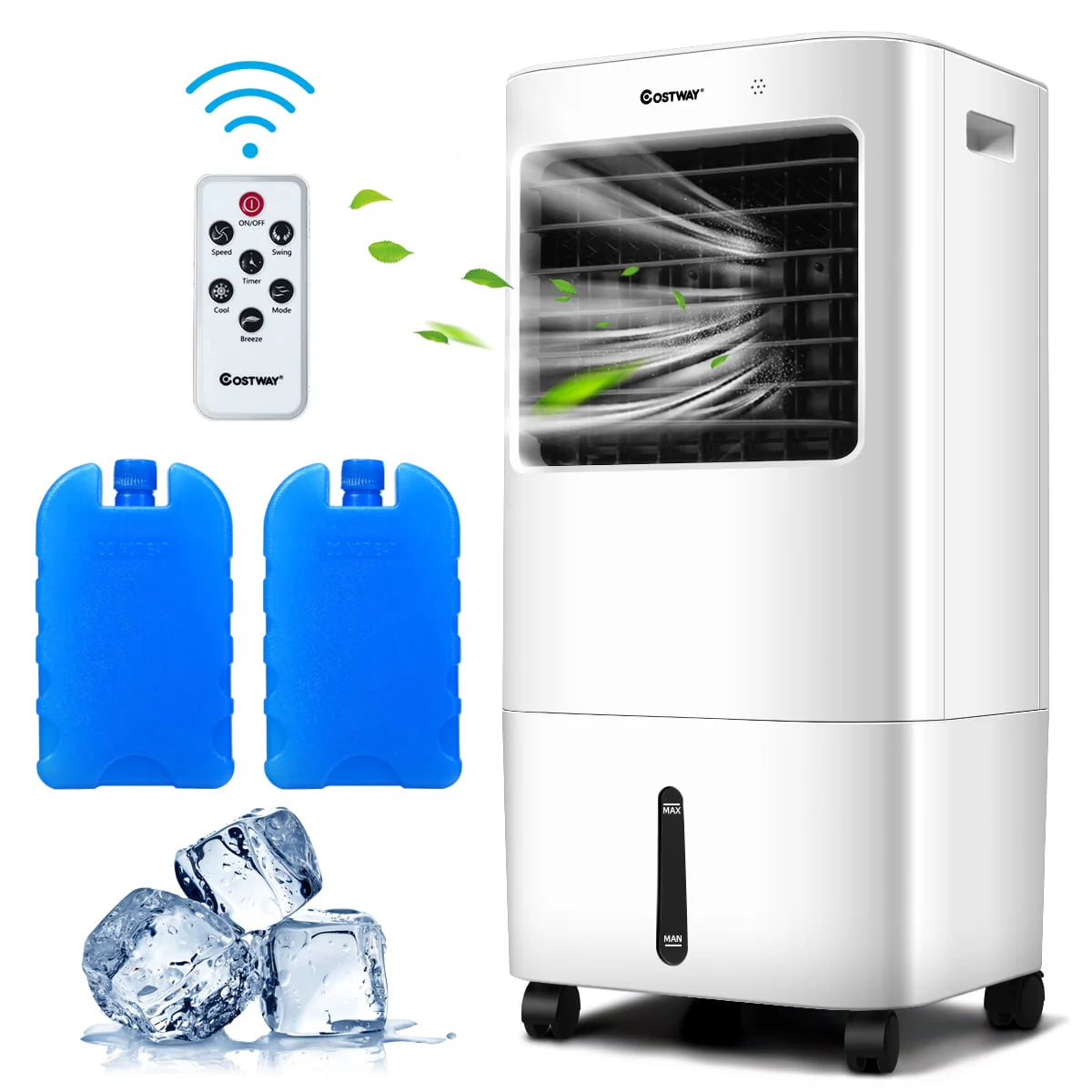 Costway Evaporative Portable Air Cooler Fan Humidifier w/ Remote Control 7.5 Timer