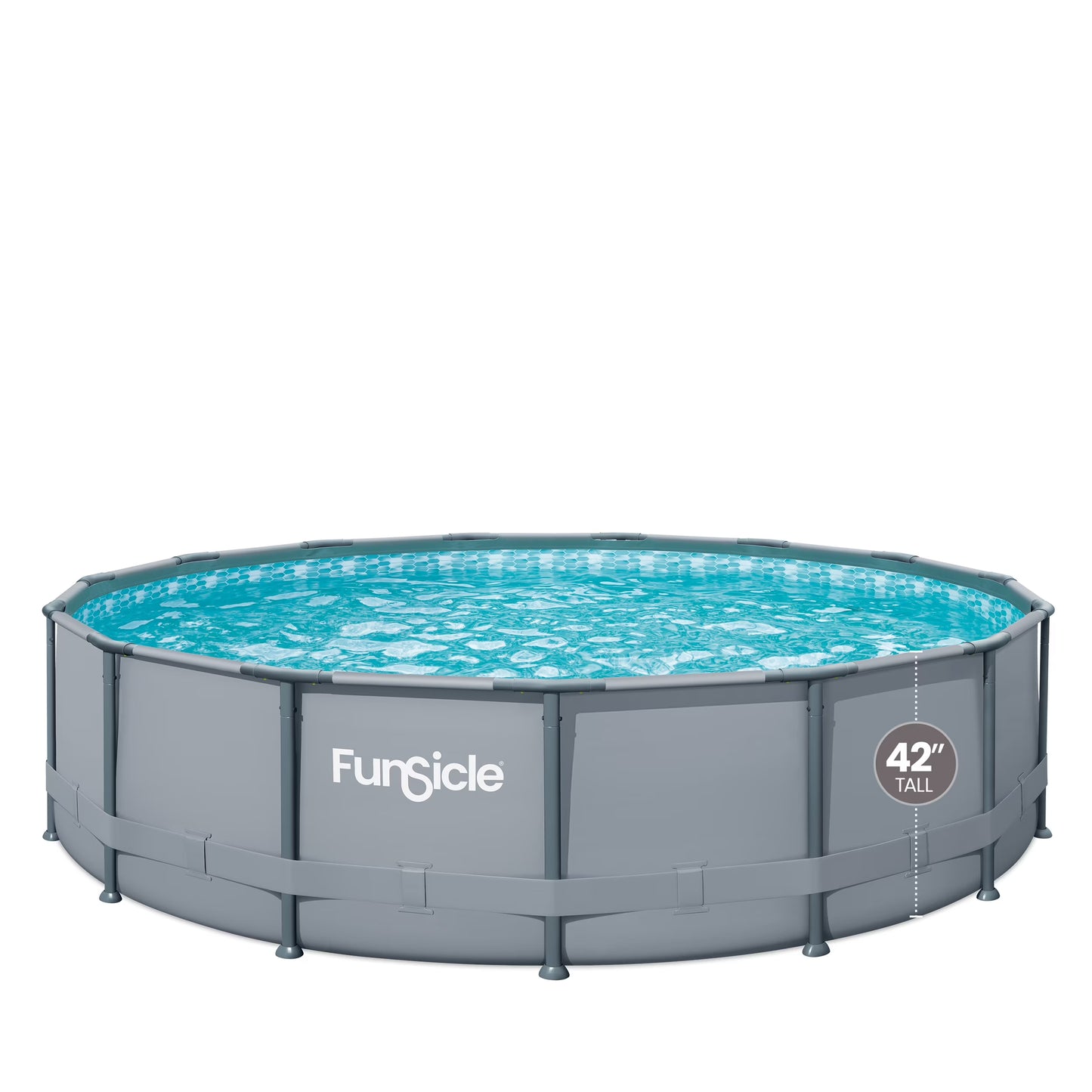 Funsicle 15ft Oasis Round Above Ground Metal Frame Swimming Pool, Includes SkimmerPlus Pump, Age 6 up(Pool Only)