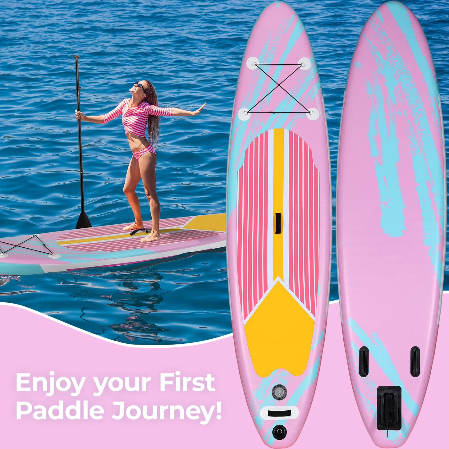 LAZY BUDDY 10ft Inflatable Stand Up Paddle Board with Premium SUP Accessories, Non-Slip EVA Deck, for Adults Youth of All Skill Levels