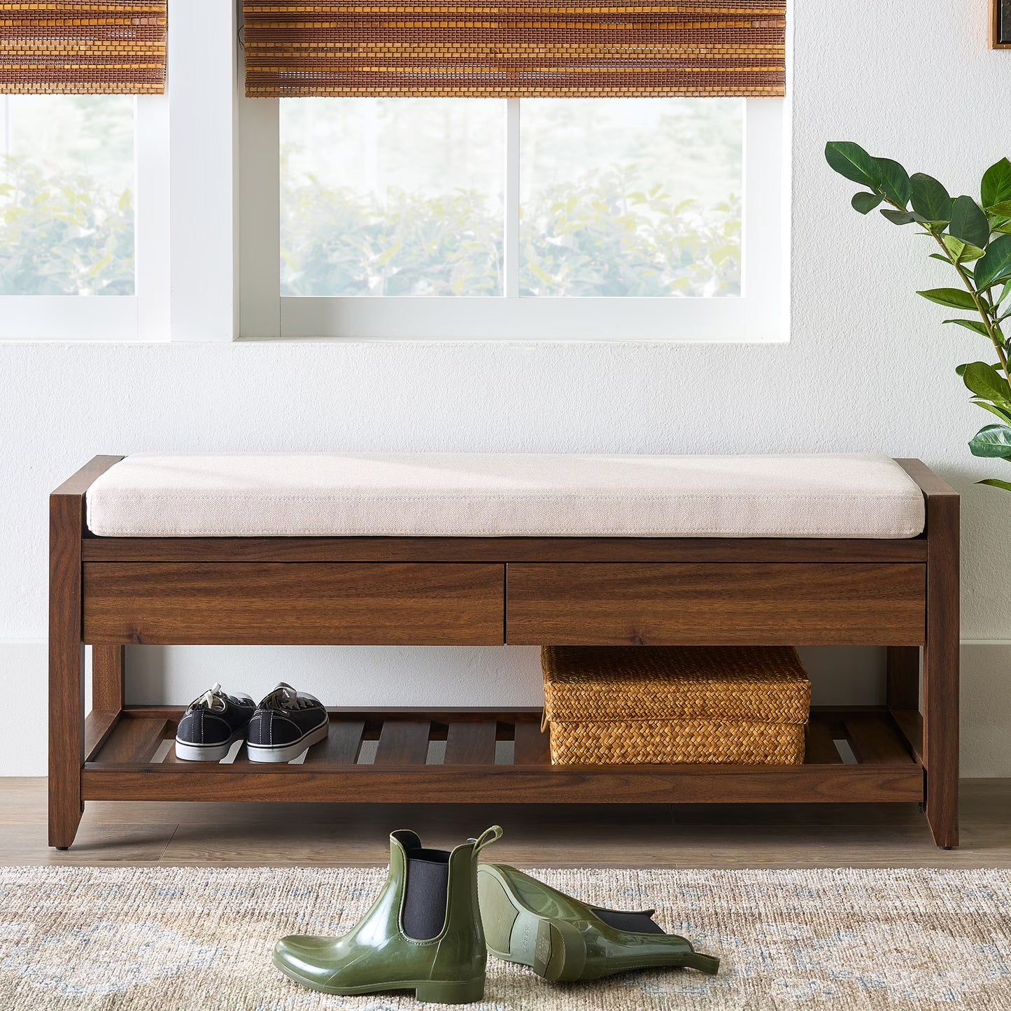 Better Homes Gardens Reading 45" Bench, Walnut Finish(Walnut)