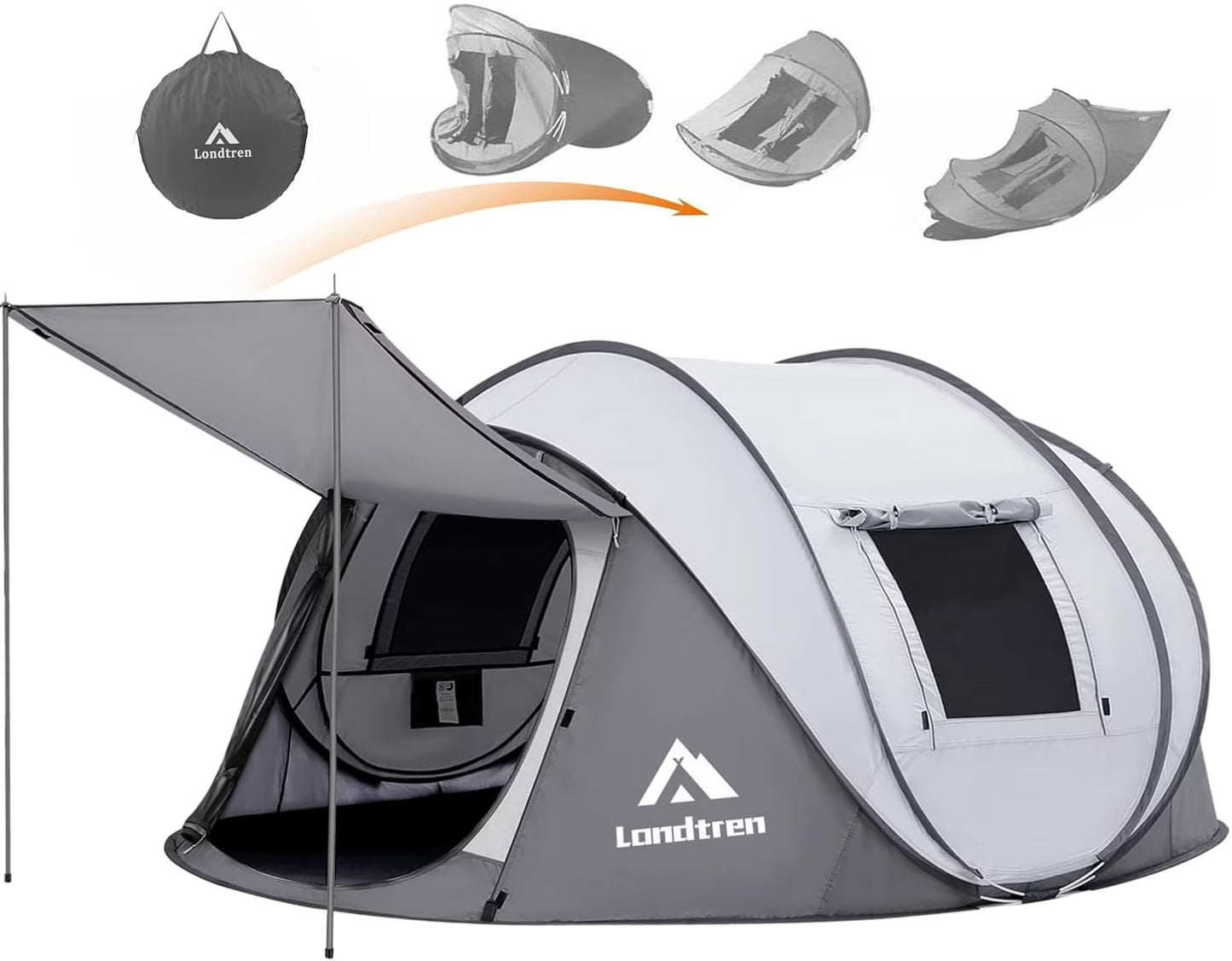 4 Person Easy Pop Up Tent Waterproof Automatic Setup 2 Doors-Instant Family Tents for Camping Hiking Traveling