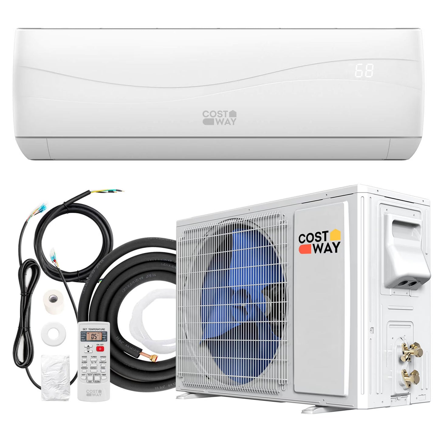 Costway 18000 BTU Mini Split Air Conditioner Heater 19 SEER2 1250 Sq. Ft Coverage
