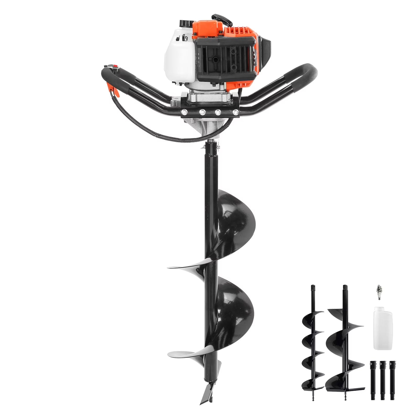 BENTISM Post Hole Digger 52cc Gas Powered Earth Digger 2 Auger Drill Bit 6" 10"(52CC)