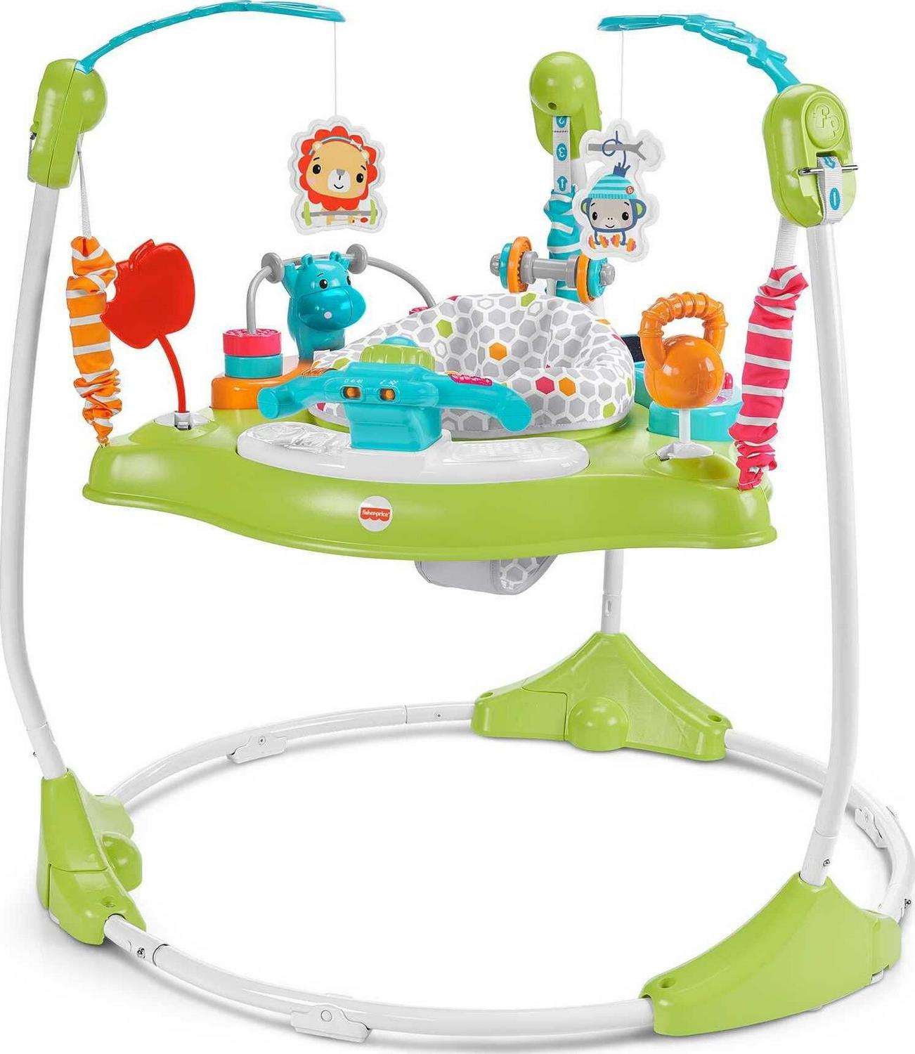Fisher-Price Baby Bouncer Fitness Fun Folding Jumperoo Infant Activity Center with Lights Music. Unisex