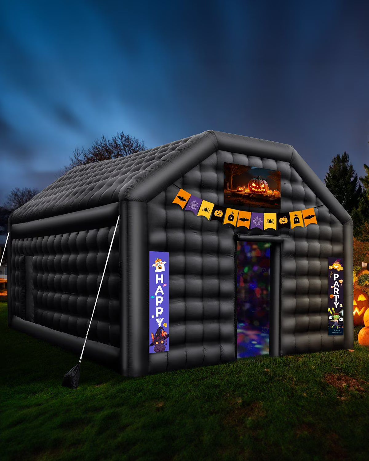 Inflatable Nightclub Tent - 12FT Tall Blow Up Party Shelter with Lights, Perfect for Festivals Events