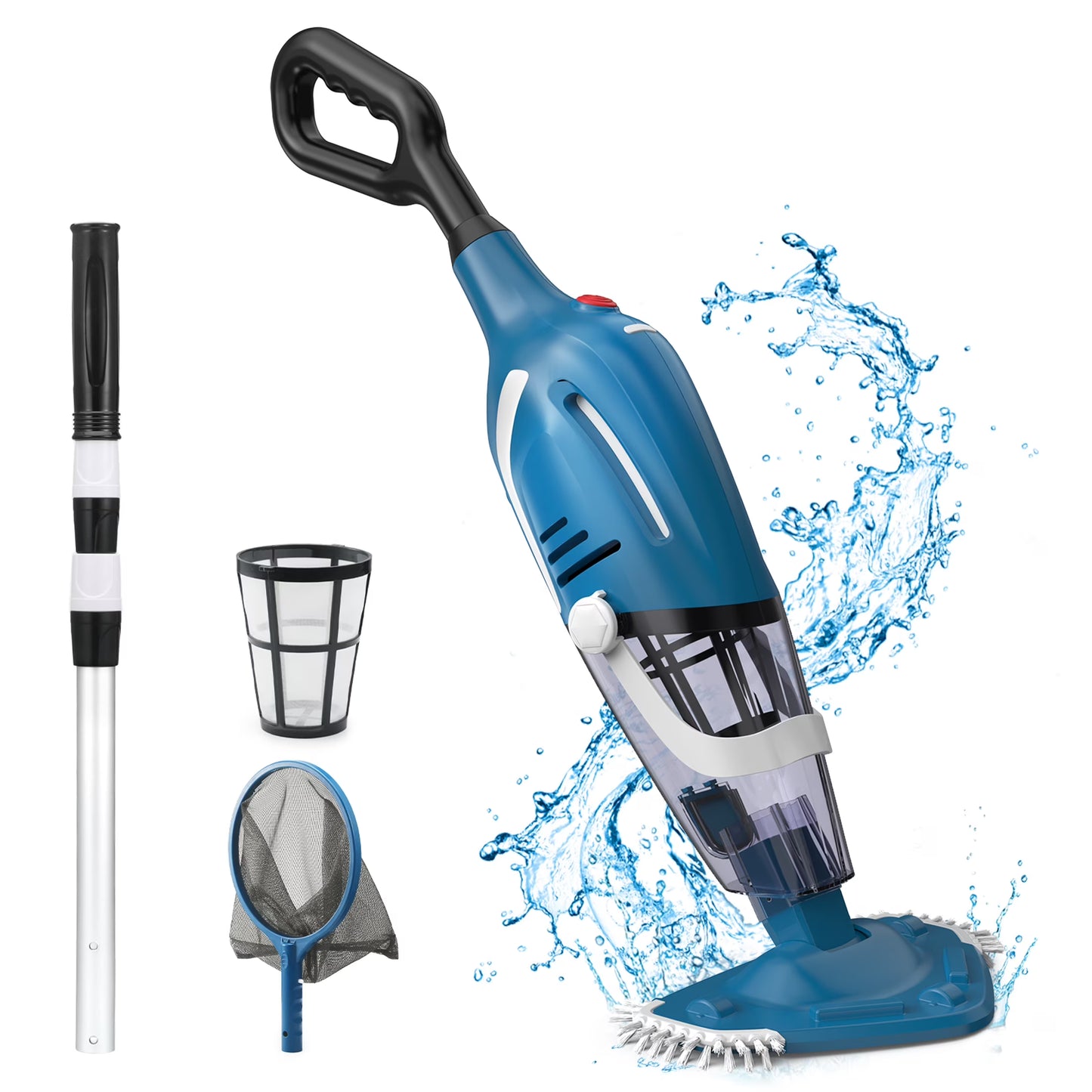 Cordless Pool Vacuum Cleaner, Handheld Pool Vacuum with 80-Minute Runtime for Above In-Ground Pools, Spas and Hot Tubs, Strong Suction Power, Fast Charging