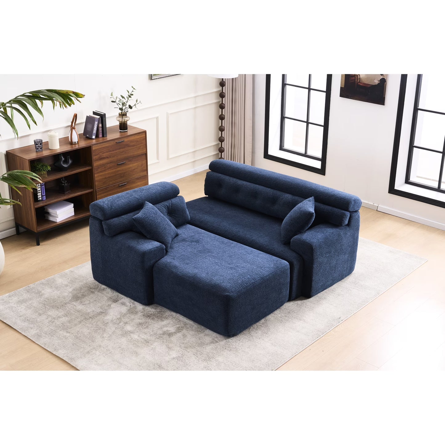 4 Compression , Antique Blue - Home Decor With Wider , Deep Seat Elevated For Chic Living Couch Room Furniture Deeper Back Relax(Antique Blue)