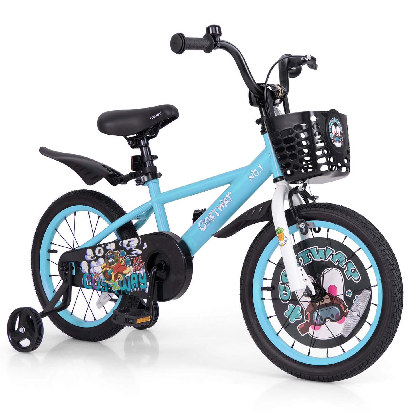 Costway 16" Kid’s Bike for 4-7 with Height-Adjustable Handlebar Saddle Handbrake Blue(Blue/16")