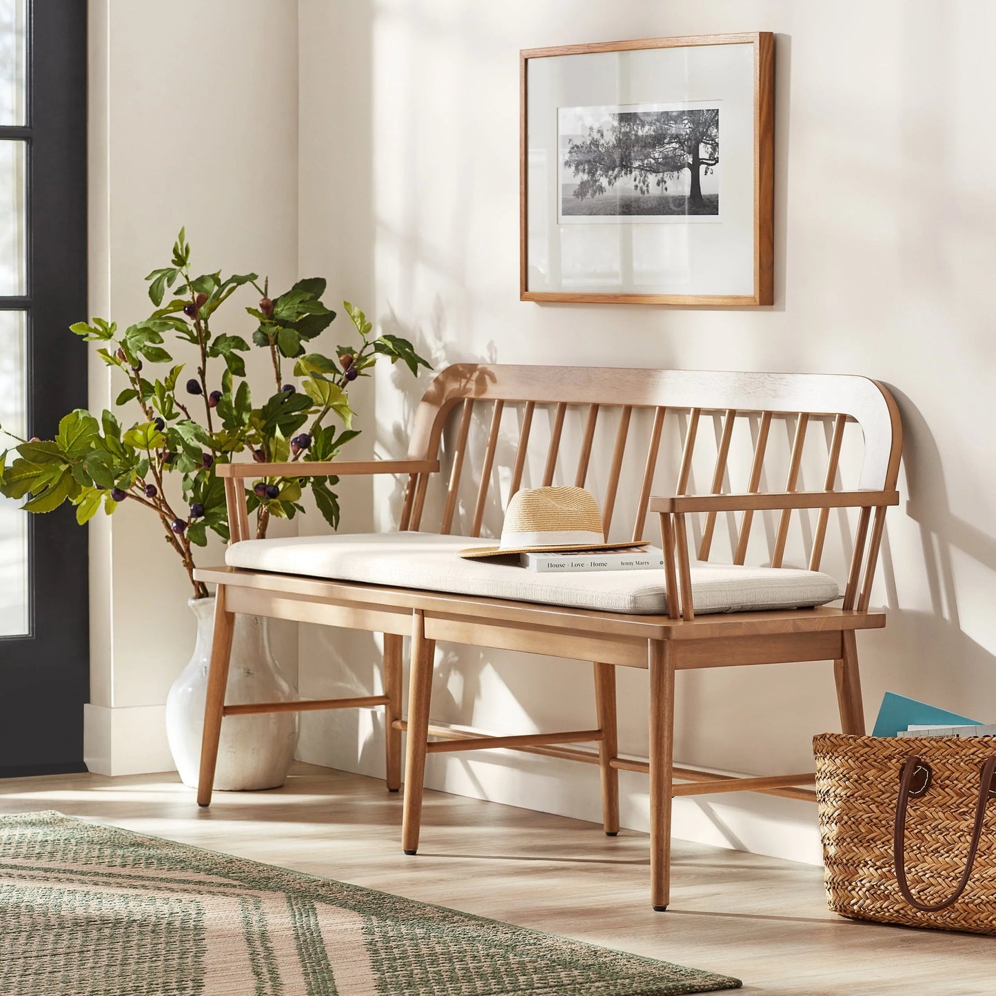Better Homes Gardens Windemere Solid Wood Bench, Natural Oak finish, by Dave Jenny Marrs