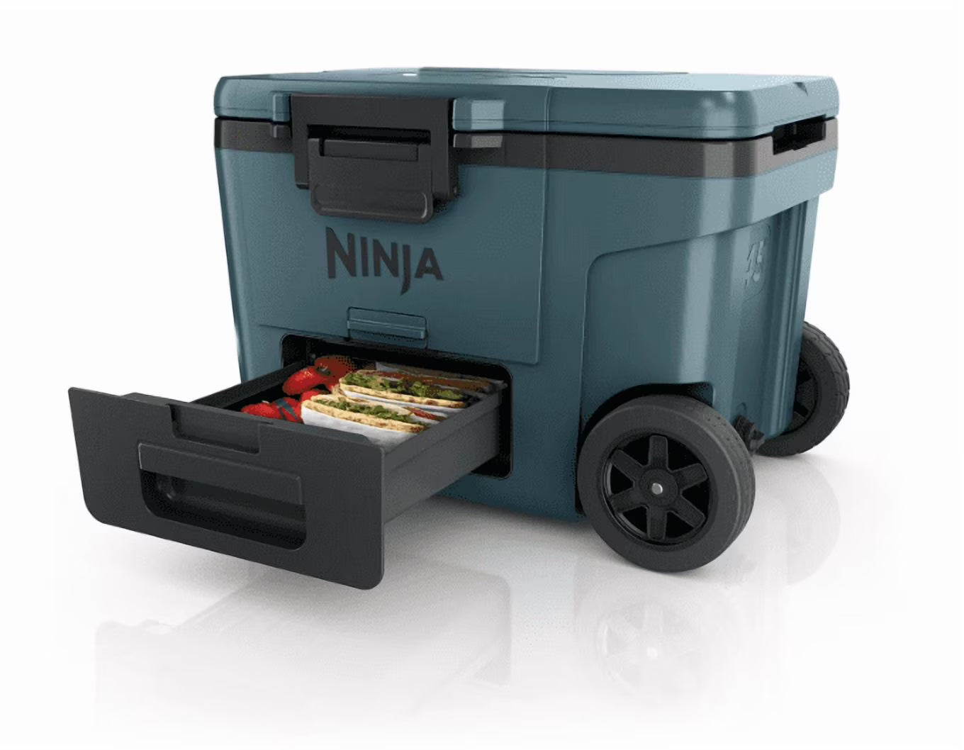Ninja | Cooler | FrostVault 45QT Cooler with Wheels | Insulated with Temp Dry Storage Drawer | Keeps Ice Cold for Days | for The Beach, Camping, Picnics More | Ocean Blue | FB245AOB