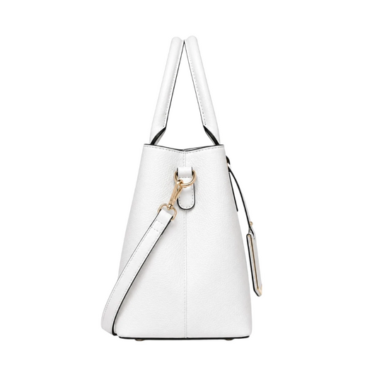ExoticBags Elegant White Leather Tote Luxury Shoulder Bag
