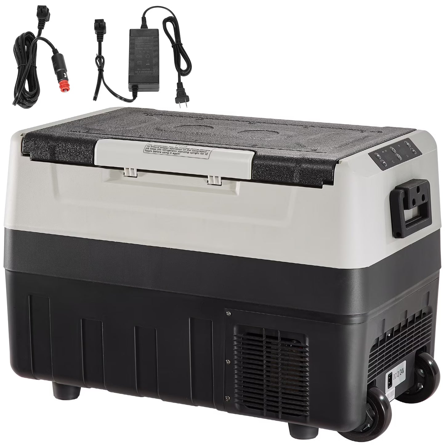 BENTISM Car Refrigerator 58Qt, 12v Portable Freezer with Dual Zone, 12/24V DC 110-240V AC Electric Cooler with -4a??-50a?? Cooling Range, for Car Truck Vehicle RV Boat(55L)