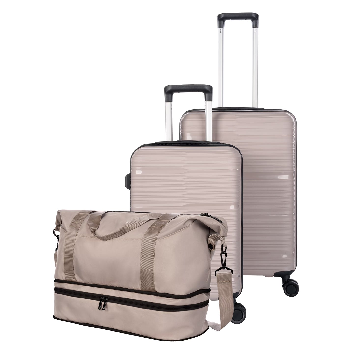 Protege 3-Piece Luggage Set, Taupe Splash, 20-inch Carry On, 25-inch Checked Suitcase Weekender Duffel
