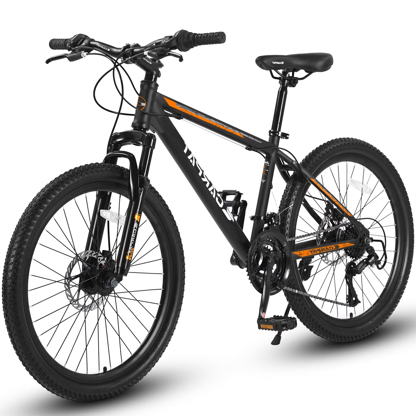 26 inch Mountain Bike for Men, Adult Mountain Bike with Shimano 21 Speed Disc Brakes, Black Orange(Black Orange)