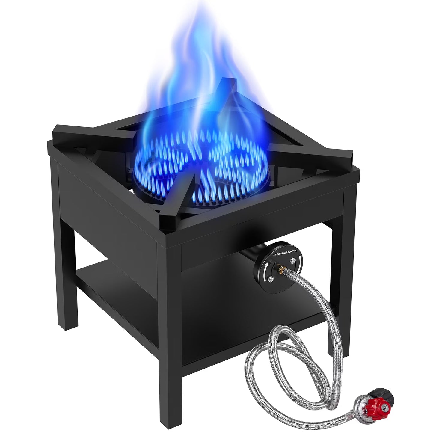 Frizi 1-Burner Propane Gas Outdoor Stove �C 260,000 BTU, 0-30 PSI Adjustable Regulator Steel-Braided Hose
