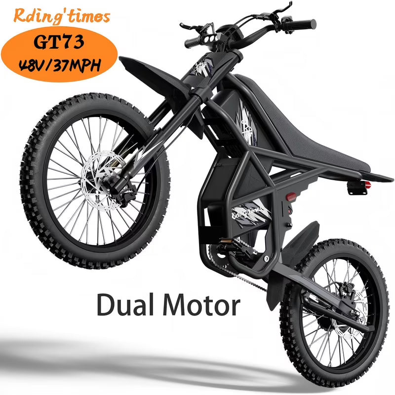 GT73 Electric Bike for Adults, 2000W UL 2849 Electric Dirtbike with 25" Motorcycle Tires,48V36.4AH Dual Battery EBike, Max 37 mph 85 mile Long Range, Dual Hydraulic Brakes Full Suspension
