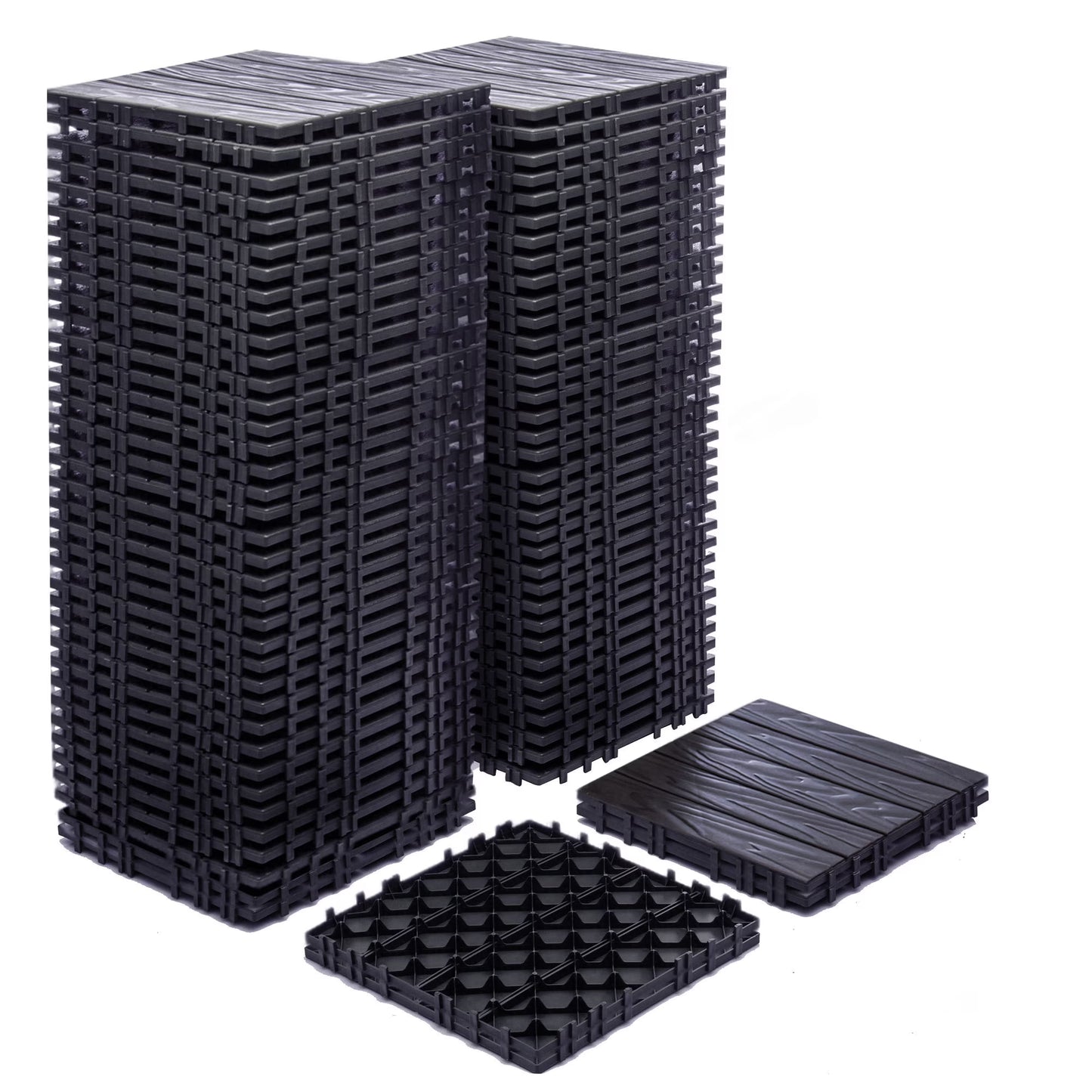 76-Pack Plastic Interlocking Deck Tiles - 68.80 Sq.Ft Outdoor Plastic Flooring Super Durable Waterproof All-Weather Indoor/Outdoor(Gray)