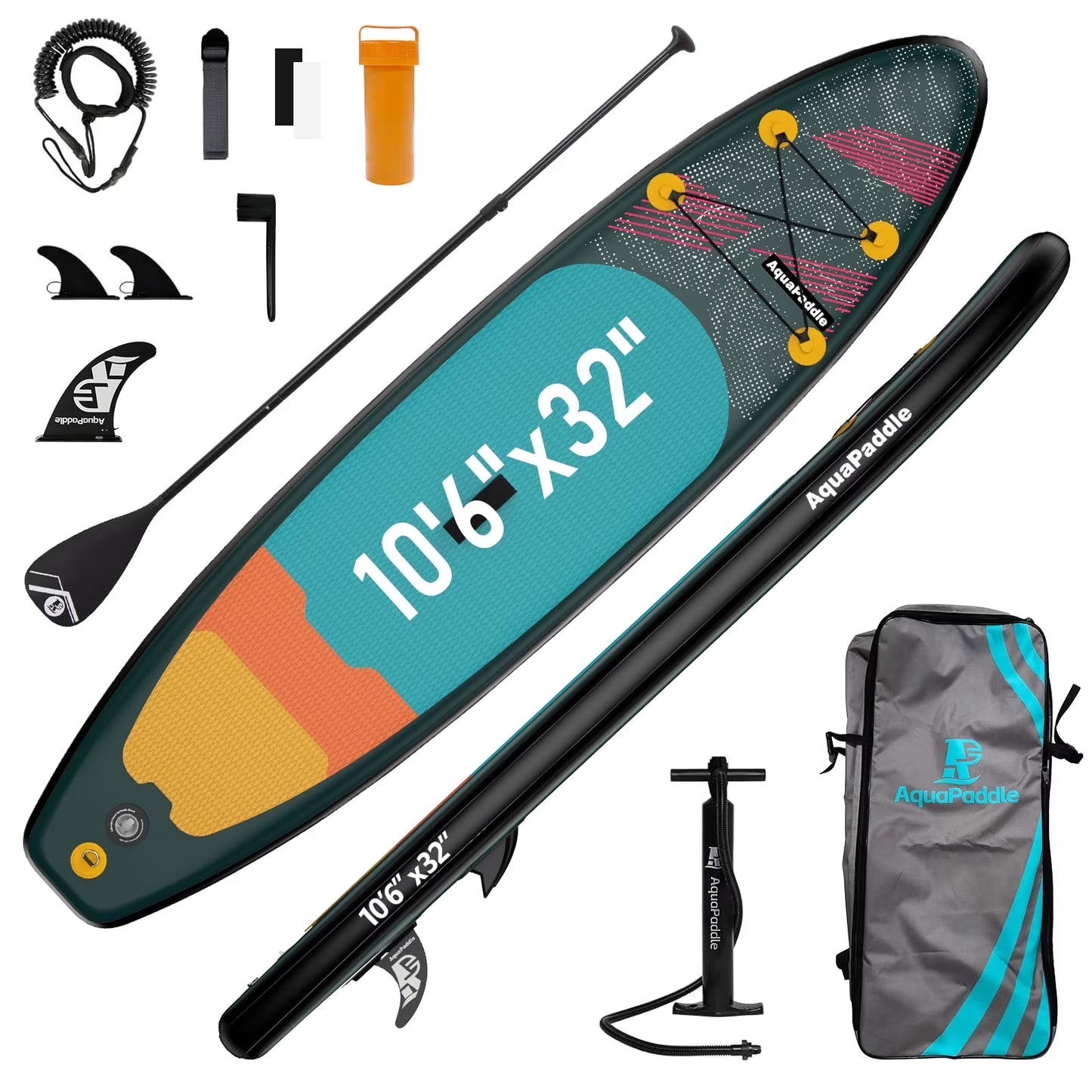 LNOW 10'6 Inflatable Stand Up Paddle Board 6' Thick SUP Paddle Board with Paddleboard Accessories Triple Action Pump(Blue)