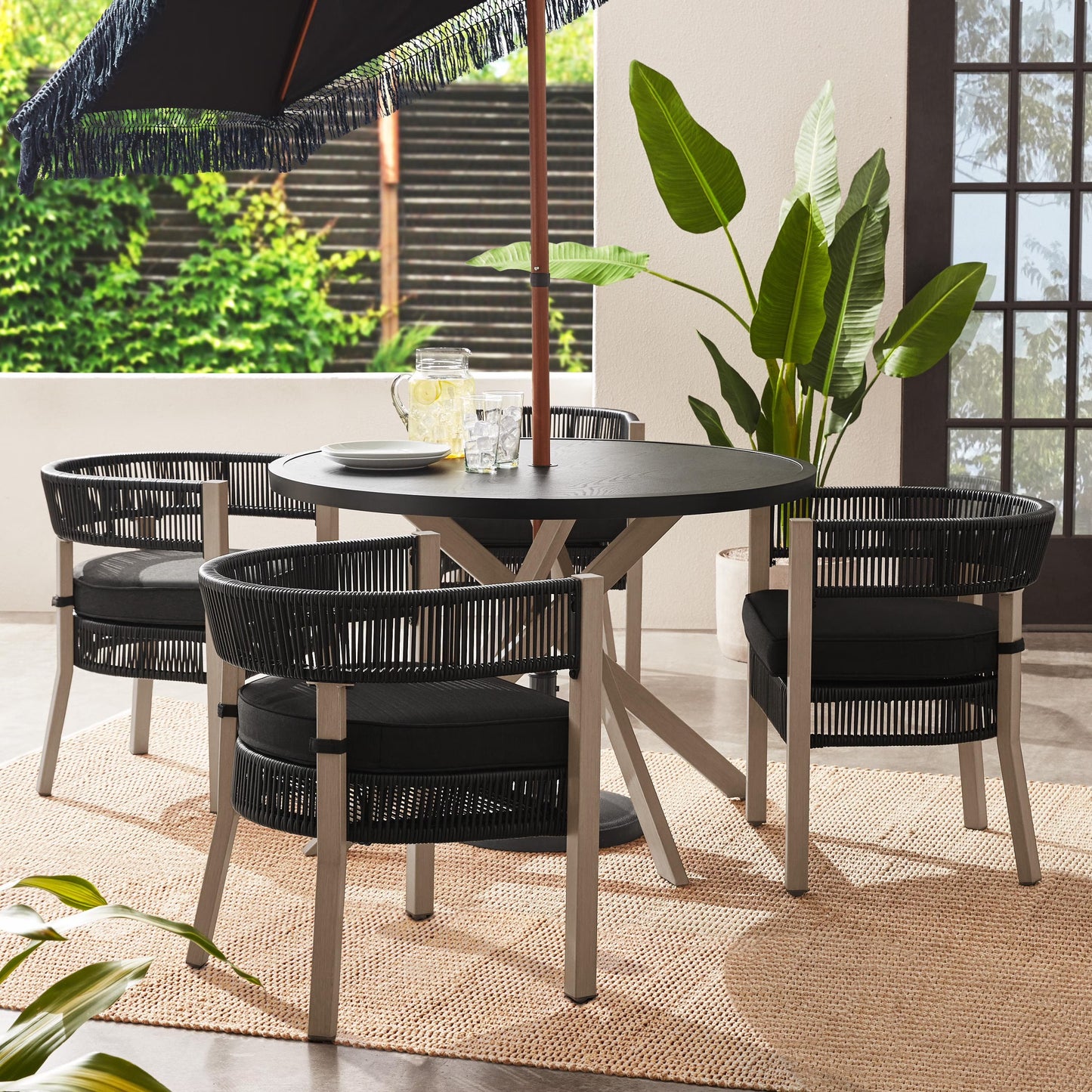 Better Homes Gardens Tarren 5 Piece Outdoor Dining Set, Black