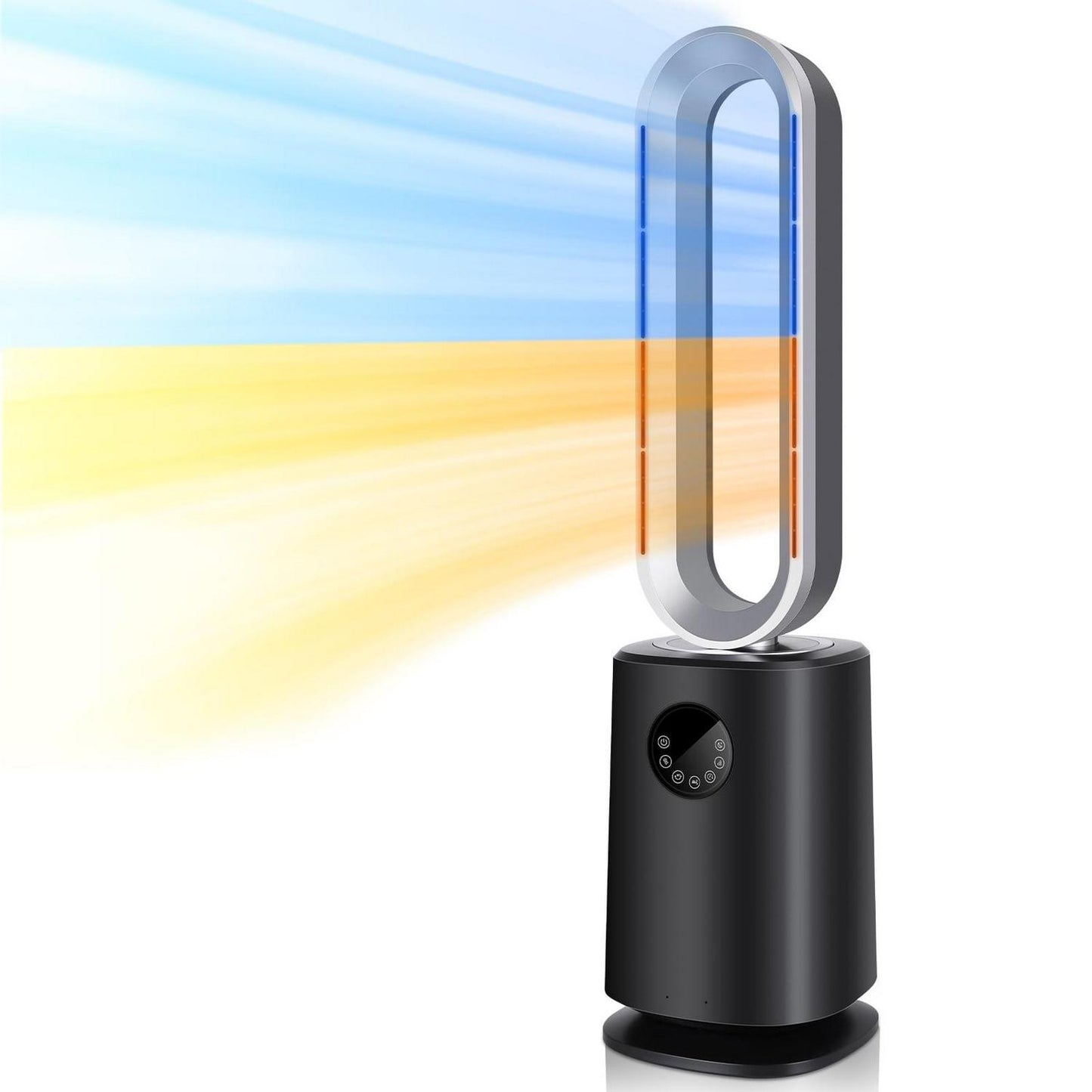 35#8243; Space Heater Bladeless Tower Fan. Heater Cooling Fan with Remote Control.Black