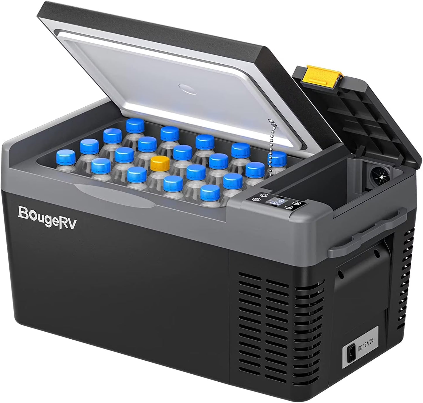 BougeRV Portable Car Refrigerator CRPRO 21 Qt, 12 Volt Fridge Compressor Freezer with -8�H~50�H Cooling Range, 12V/24 DC 110-240 AC for RV Truck Vehicle Boat Outdoor Home Use Black(21 Quart/Black)