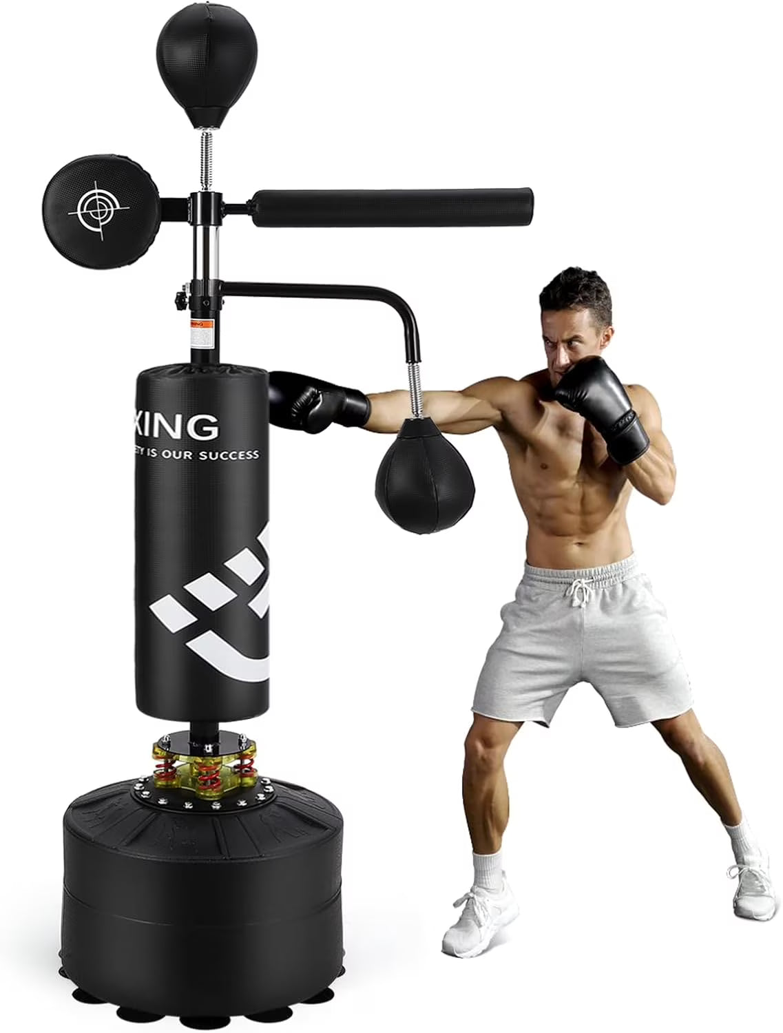 Yeshouse 5-in-1 Freestanding Punching Bag with Stand �?Adjustable Height Boxing Bag for Adults Kids, Reflex Bar, Speed Bags, Hitting Target, Heavy Kickboxing Bag(Height 65.13-89.7")