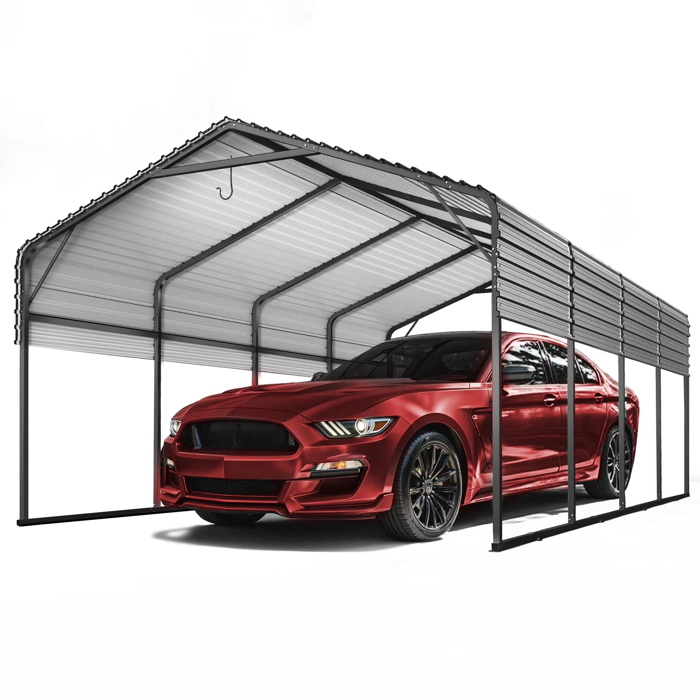 12x20FT Heavy Duty Metal Carport - Galvanized Steel Roof, Reinforced Frame, High Wind Snow Rating - Shelter for Cars, Trucks, Boats (19.4'L x 12.1'W x 8.5'H)
