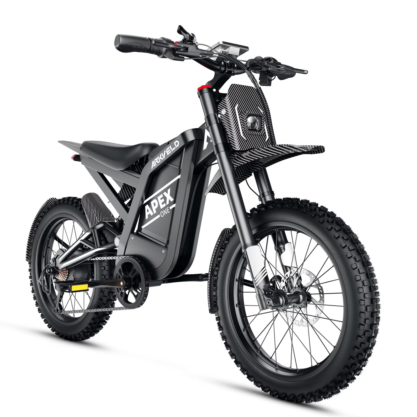 Arkveld Electric Bike for Adults, Peak-3000W, Max 40MPH and 80Miles Electric Motorcycle,25" Fat Tire Dirt Bike, APEX1 7-Speed E-Bike,White(White)