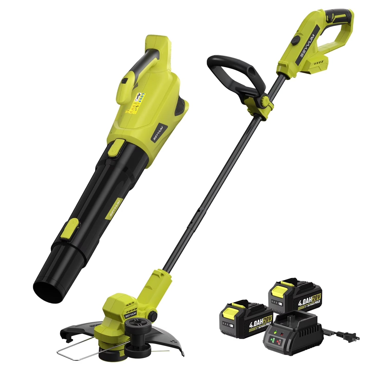 20V Cordless Lawn Care Combo Kit - 12" String Trimmer  Weed Trimmer with 6 Spool Lines, Electric Leaf Blower for Edging  Cleanup, 4.0Ah Battery  Charger(20 V)