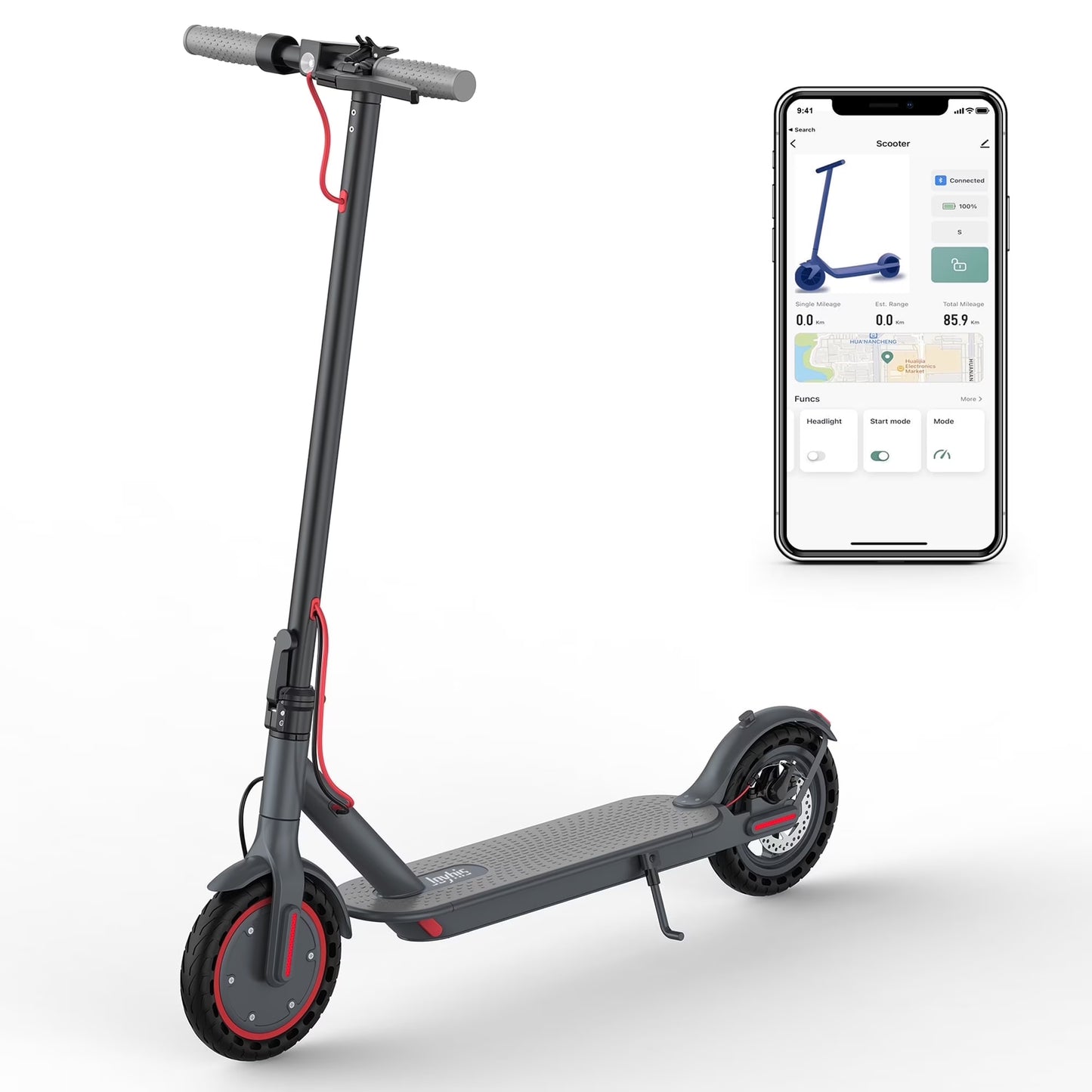JOYHIS J078 Electric Scooter for Men and Women 8.5" Solid Tire 19mph Power by 350W Motor Max 21 mile Range Folding Commuting E Scooter