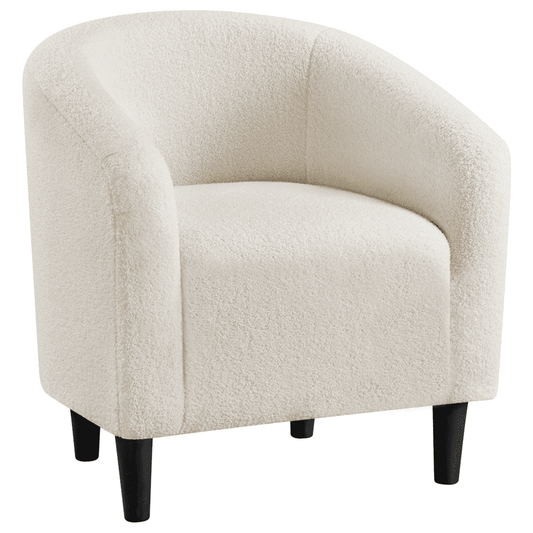 Yaheetech Upholstered Club Chair Accent Barrel Chair, Ivory(Ivory/Single)