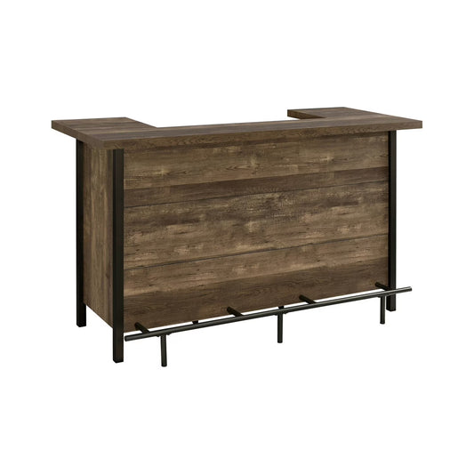 71 Inch Rectangular Home Bar Serving Unit Storage Shelves 2 Tiers Brown(Brown)