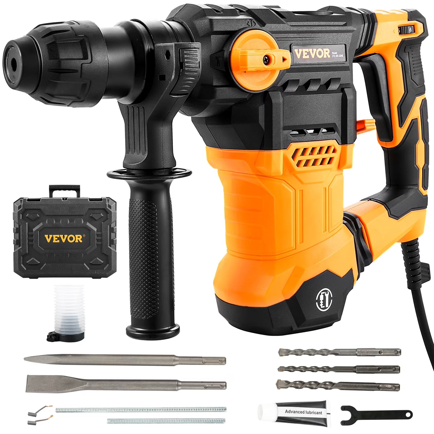 VEVOR 1-1/4inch SDS-Plus Rotary Hammer Drill, 13 Amp Corded Drills, Heavy Duty Chipping Hammers w/Vibration Control  Safety Clutch, Electric Demolition Hammers Variable Speed, Power Tool For Concrete