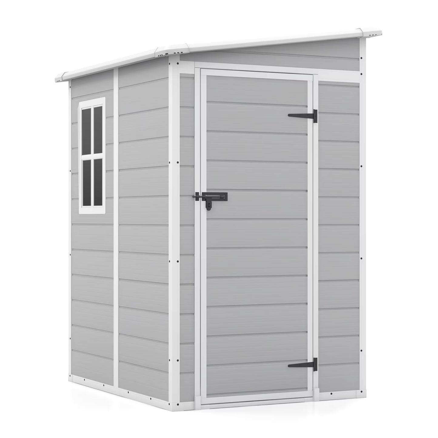 Patiowell 5x4 FT Outdoor Storage Shed, Resin Storage Shed with Floor  Window  Lockable Door for Patio Furniture, Garden Tools and Bicycle, White