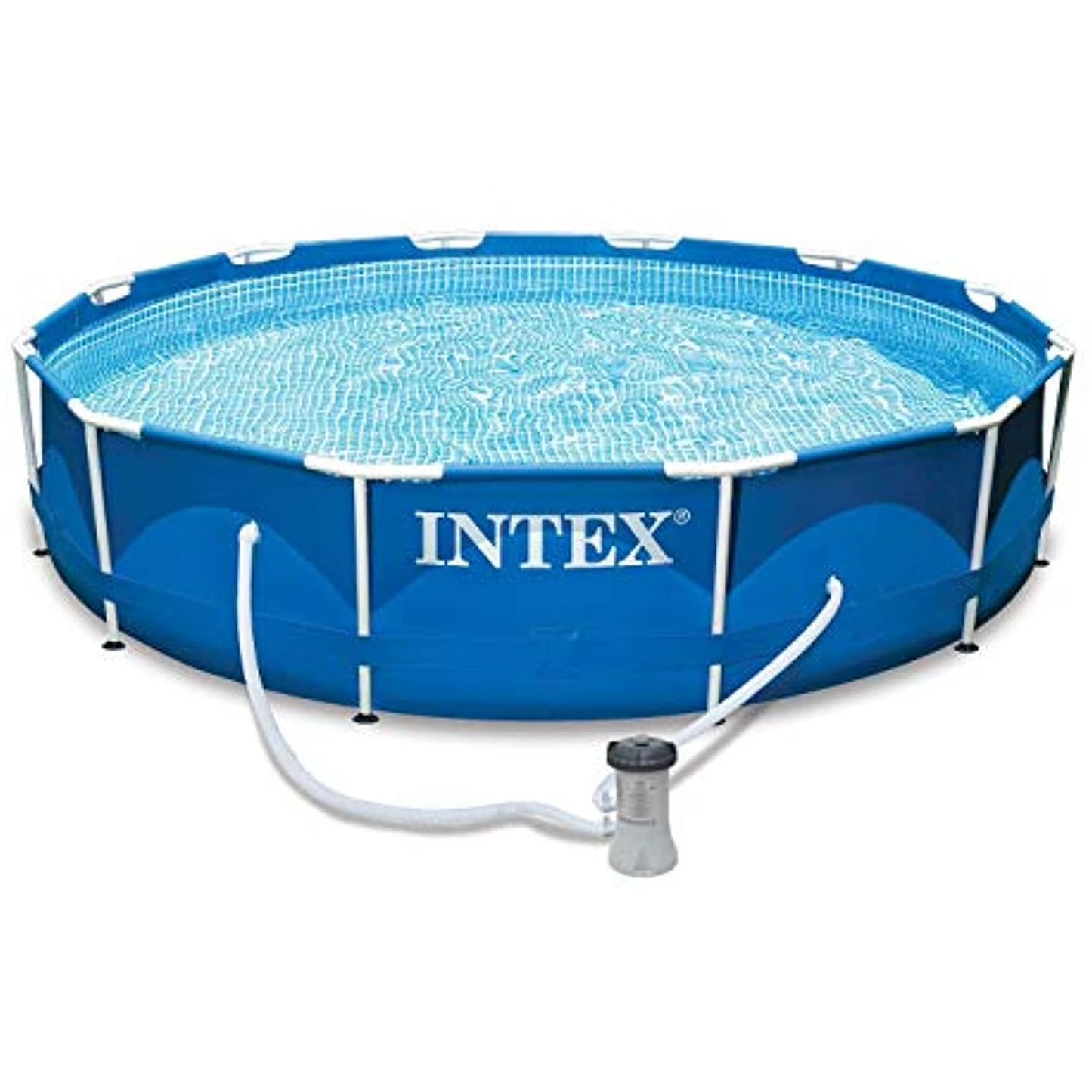 Intex 12 Ft x 30 Inches Metal Frame Set Above Ground Swimming Pool with Filter  Cover(Pool + Filter + Cover)