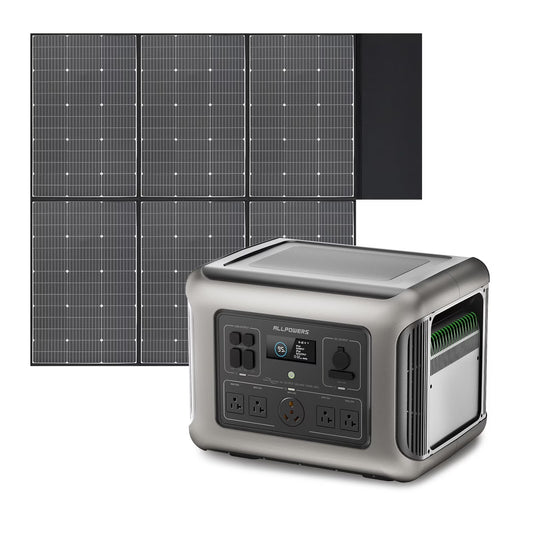ALLPOWERS R2500 Portable Solar Generator Kit, 600W Monocrystalline Foldable Solar Panel with 2500Watt 2016Wh LiFePO4 Power Station, for Camping, Home Backup, RV, Power Outage, [Shipping Separately](R2500+1pcs 600W Monocrystalline Solar Panel)
