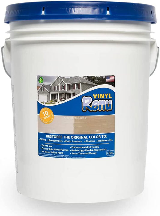 Vinyl Renu Premium Color Restorer Restores Original Color and Beauty to Vinyl, Aluminum, Hardie Boards Works Great on all Doors  Faded Surfaces Rejuvenates Plastics  Metals Lasts 10+Years 5G Pail
