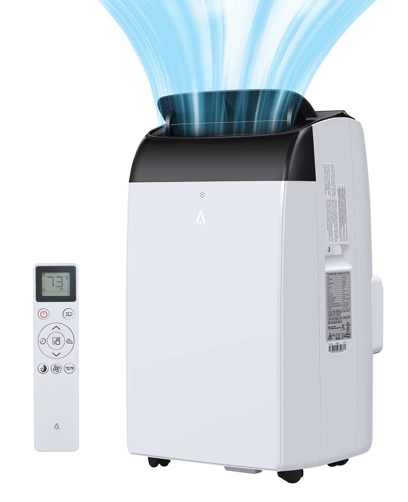2025 New 14000 BTU Portable Air Conditioner Cools up to 750 Sq.Ft, 3-in-1 Quiet Portable AC Unit with Remote Control  Installation Kits for Large Room, 3 Speed, Auto Swing, 24H Timer(White)
