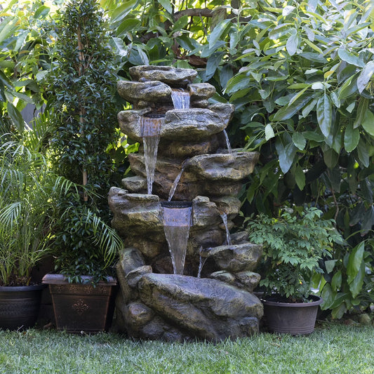Alpine Corporation 6-Tier Amazonian Water Fountain with LED Lights
