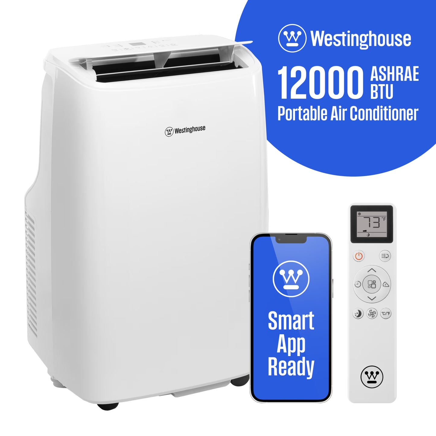 Westinghouse 12,000 BTU Portable Air Conditioner  Dehumidifier with Remote  Smart App, up to 550 Sq Ft(12,000 BTU with Smart App)
