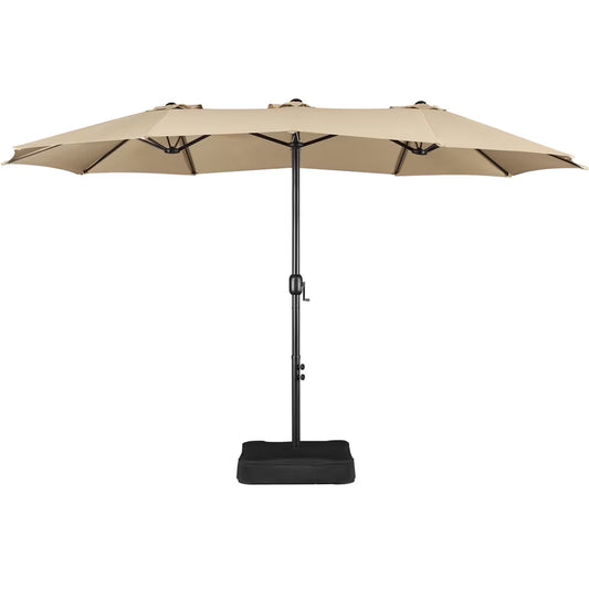 Topeakmart 13ft Patio Parasol Canopy with Crank, Tan(Tan/13)