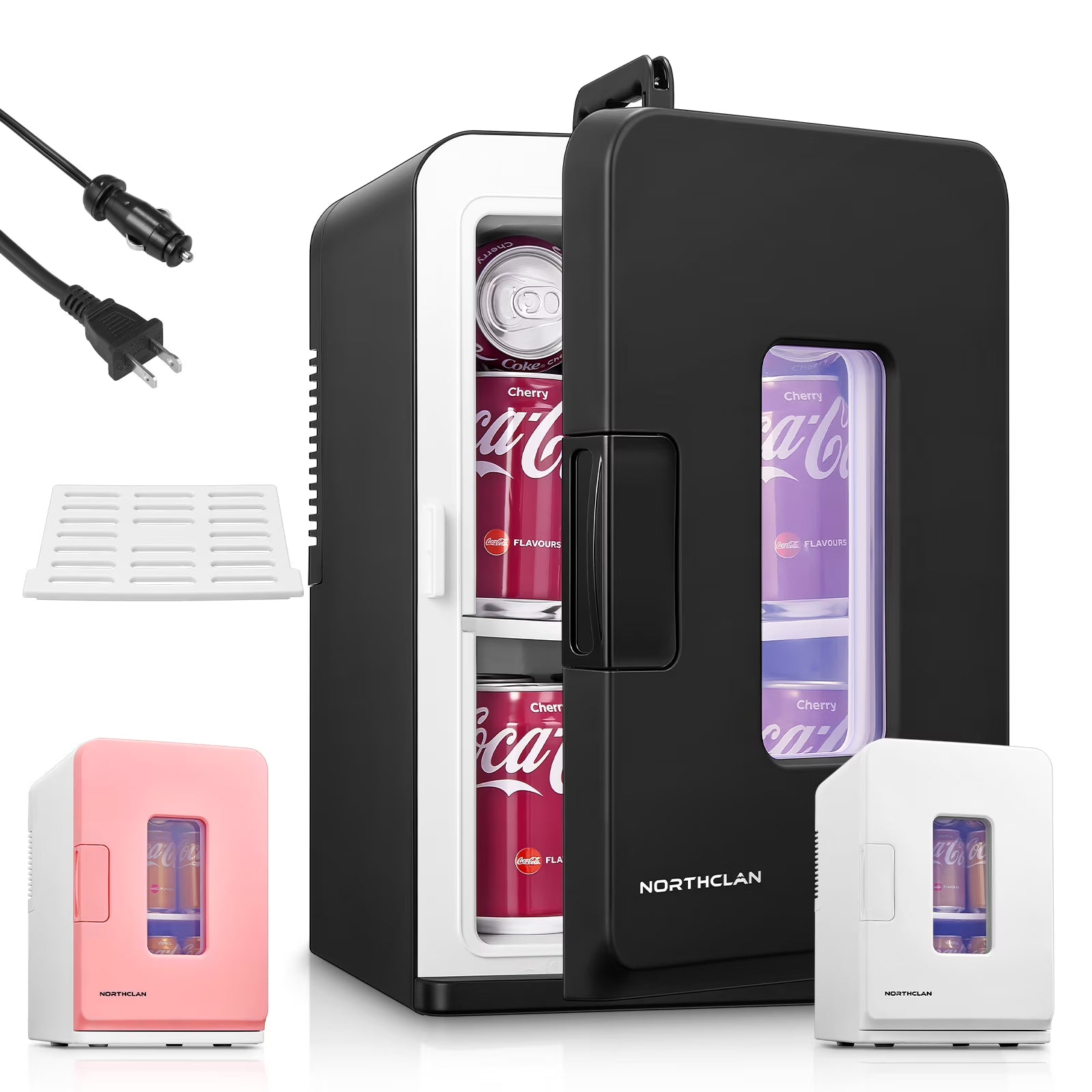 15L Mini Fridge, 21 Can Bedroom Refrigerator, Portable Cooler Warmer, Beverage  Skincare, 110V/12V, Black(Black)