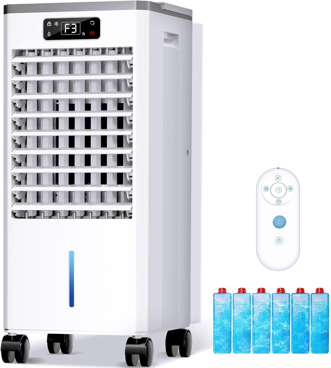 Portable Windowless Air Cooler with 3 Cooling Modes  Speeds, 12H Auto-Off Timer, 2-Gal 20H Cooling Tank, 16FT Remote Control, No Hose Installation, 46dB Quiet Evaporative Swamp Cooler
