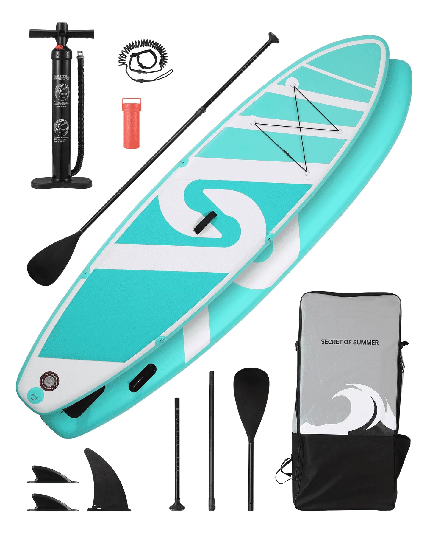 Naipo Inflatable Paddle Board 10FT Stand up Paddle Board 10' SUP 6 in.Thick Board Carry Bag  Fast Pumping Green(Green)