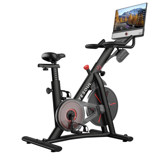 YESOUL G1 Plus Magnetic Exercise Bike with 21.5" Rotating HD Screen, 100 Resistance Levels, Silent Drive, Vented Seat, Home Indoor Cycling