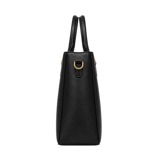 ExoticBags Elegant Black Leather Tote Handbag