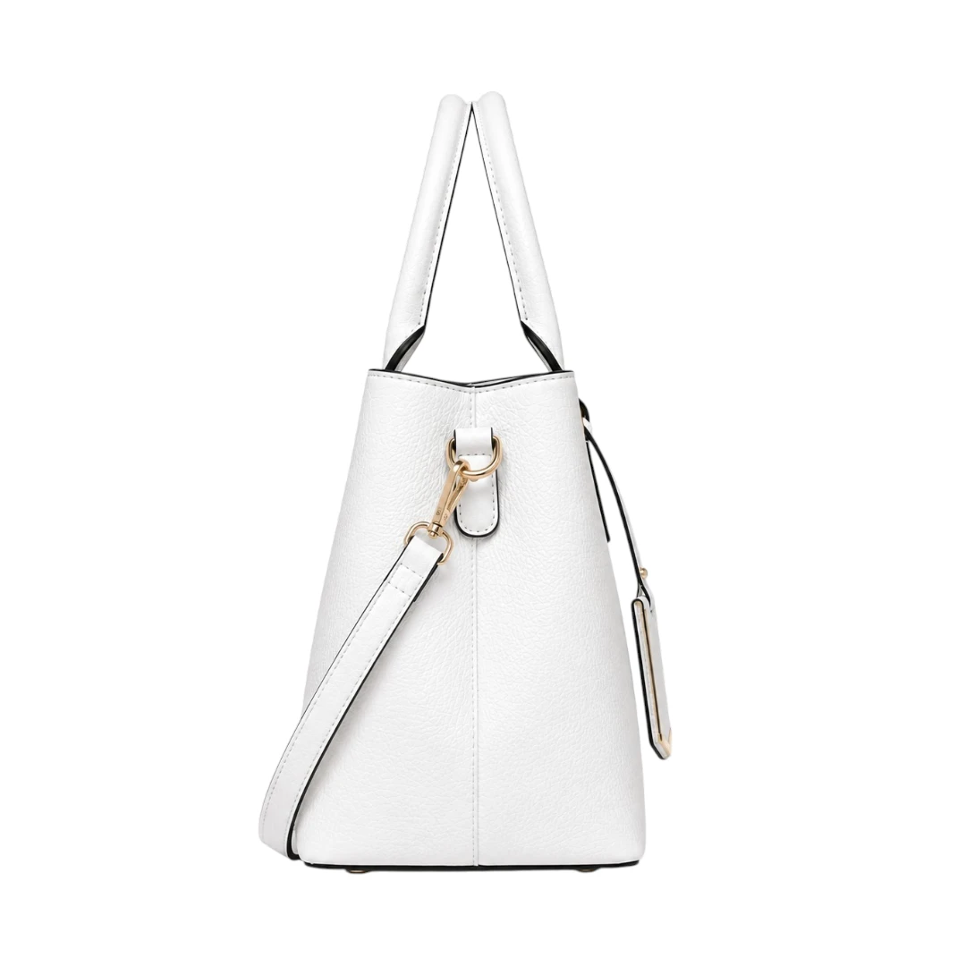 ExoticBags Elegant White Leather Tote Luxury Shoulder Bag