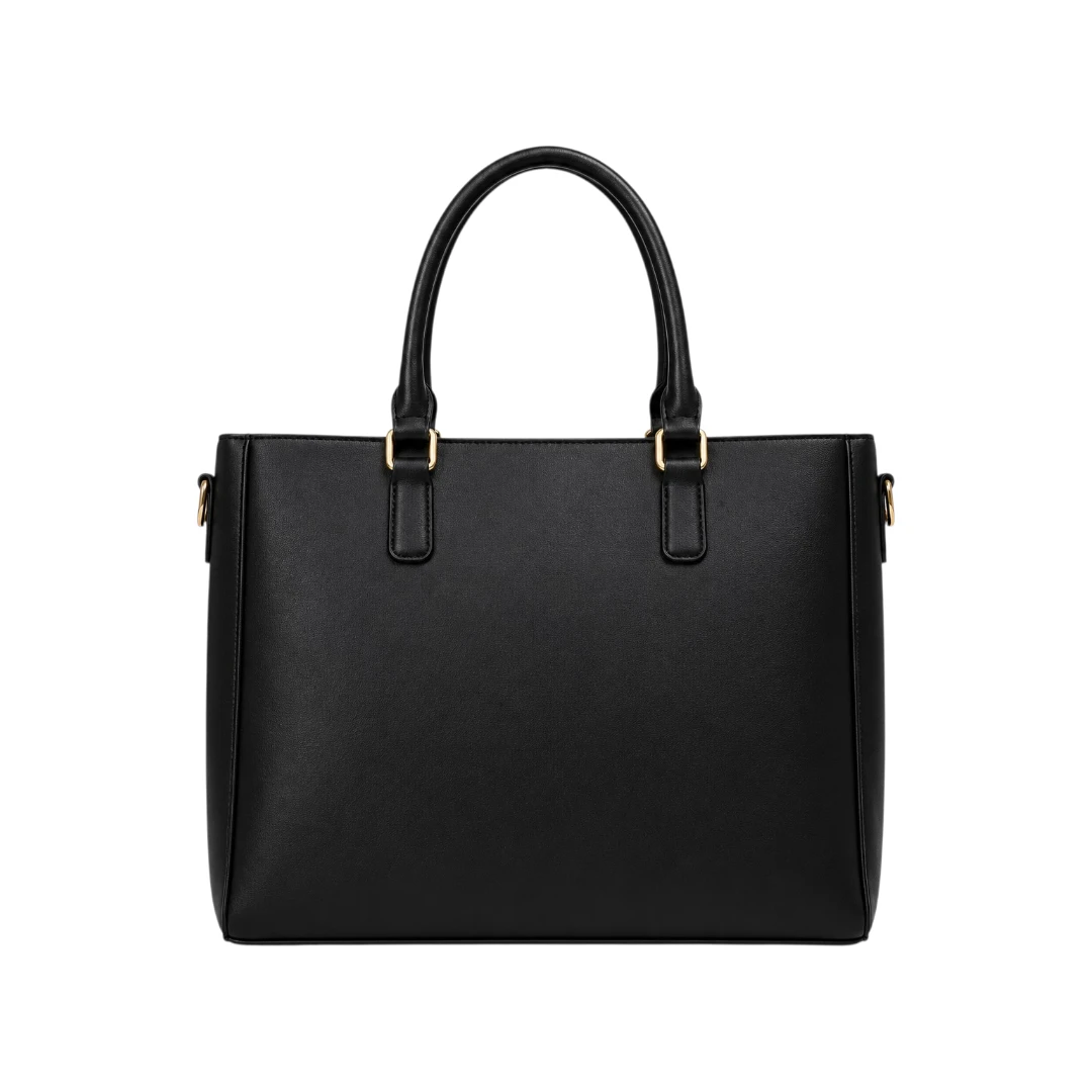 ExoticBags Elegant Black Leather Tote Handbag